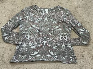 Chico's Damen Shirt Größe 2 Mehrfarbig Paisleymuster Klassisch Freizeit Komfort - Bild 1 von 10