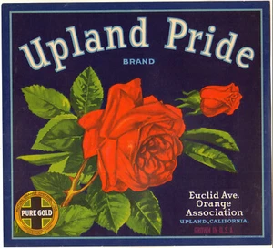 *Original* UPLAND PRIDE Blume RED ROSE Orange Euclid Ave Kistenetikett KEINE KOPIE - Bild 1 von 1
