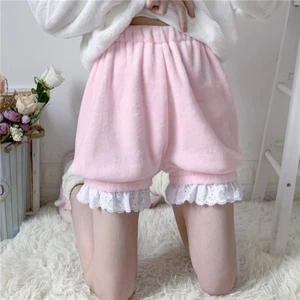 Soft Women Velvet Shorts Lace Pumpkin Bloomers Pants Elastic Waist Loose Casual - Picture 1 of 7