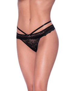 Ooh La Lace Peek-A-Boo Cheeky Panty Black S/M - Picture 1 of 2