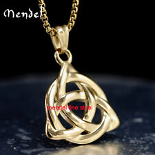 MENDEL Mens Womens Gold Plated Celtic Trinity Knot Triquetra Pendant Necklace