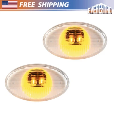 2Pcs Fit For Freightliner M2 106 112 Hood Lamp White 12V With Yellow Bulbs - Image 1 of 4