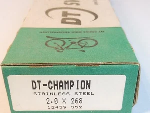 Caja (100) Radios DT Swiss 14 Plain Champion - 268 mm - Nuevo de lote antiguo - Imagen 1 de 3