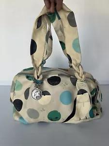 CELINE Leather 2008 Handbag BANK SWALLOW Cruise Japan Blue Green Grey Polka Dot - Picture 1 of 20