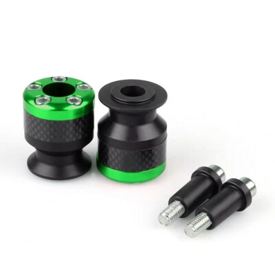 Universal Motorcycle CNC Carbon Fiber 10mm Swingarm Sliders Spools Green US - Image 1 of 3