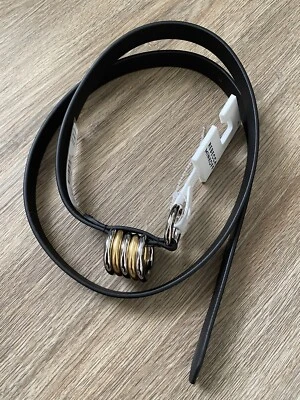 NUEVO CON ETIQUETAS Rebecca Minkoff Cinturón Cuero Negro Para Mujer Talla XL Plata Oro Color Anillos Foto 1 de 2