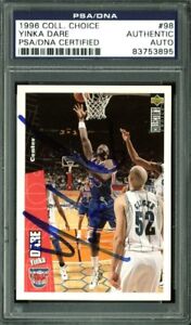 Nets Yinka Dare Authentic Signed Card 1995 Collector's Choice #98 PSA Slabbed