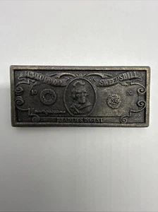 Vintage Reader's Digest $150,000 Metal Sweeps Bill, 1.75" length x .75" width - Picture 1 of 8