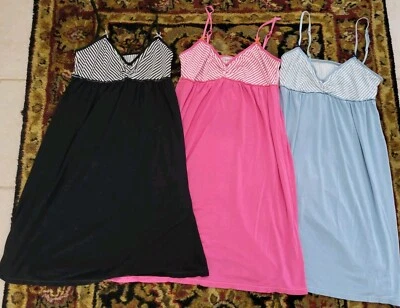LOT Gap Body Women's Sleeveless Nightgown Lounge Blue, Pink, BlackWhite Striped  - Image 1 of 4