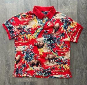 Vintage Polo Ralph Lauren Rhino Print Polo Shirt Size L - Picture 1 of 4