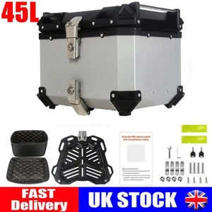 Motorcycle Top Box, 45L Aluminium Alloy Tail Carrier Waterproof and Anti-Theft - Picture 1 of 6
