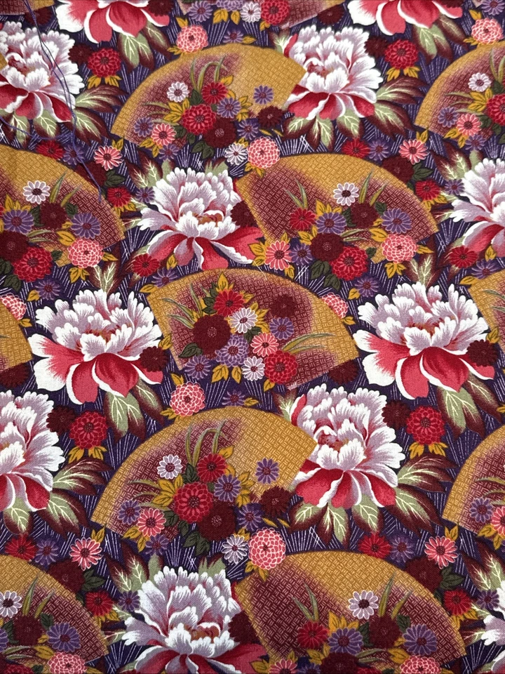 Cotton C0062 Fans Pattern Quilt Sew Fabric MICHAEL MILLER 5+ Yds - Image 1 of 4