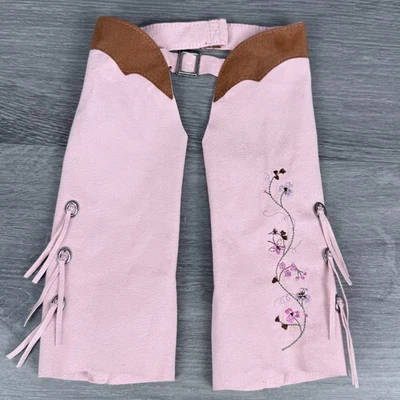 American Girl 18" Doll Nicki Fleming Light Pink Chaps Ranch Outfit Faux Suede - Image 1 of 4