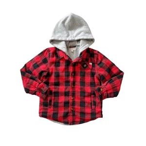 Appaman Buffalo Plaid Flannel Hooded Shacket Size 5 - Picture 1 of 4