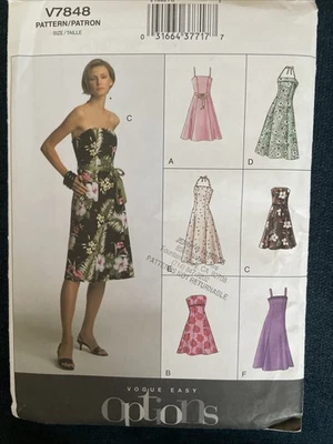 Vogue 7848 NEW Strapless Fitted Bodice Dress EASY Size 6-10 - Image 1 of 4