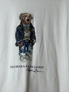 Polo Bear Ralph Lauren T-Shirt Herren XLT weiß Nadelstreifen Blazer Pullover Preppy - Bild 1 von 5