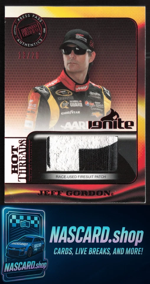 2013 Press Pass Ignite #HTP-JG Jeff Gordon Hot Threads Patch #/20 - Image 1 of 2