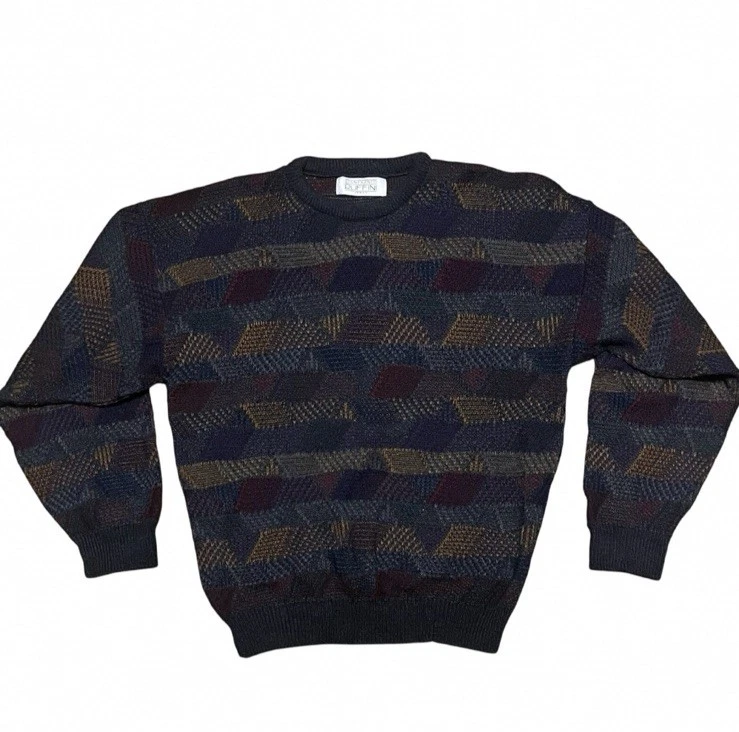 Suéter De Colección Gianfranco Ruffini Abuelo Tejido Cuello Redondo L Italia Estilo Cosby Años 90 Foto 1 de 4