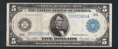 BEAUTIFUL PHILADELPHIA TYPE ONE 1914 $5 FRN. NO PINHOLES OR TEARS  - Image 1 of 2