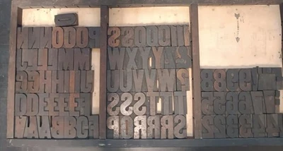 Letterpress WOOD Type  15 Line  2-1/2"  Gothic Bold (missing cap K)  93 PCS MW65 - Image 1 of 4