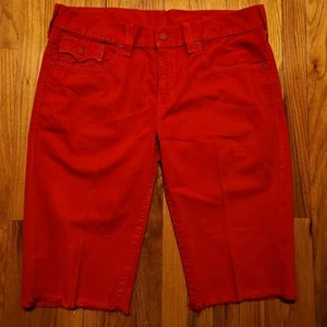 Pantalones Cortos True Religion Rojo Corte Talla 38 Recto Largo 16” Entrepierna Pierna Deshilachada - Imagen 1 de 9