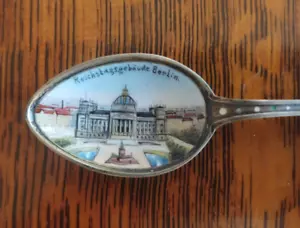 Antiguo Reich Alemán Berlín Reichstag Monumento 800 Cuchara de Plata y Esmalte - Imagen 1 de 5