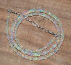 16"Natural Ethiopian Opal Gemstone Beads Necklace 925 Sterling silver A-1455