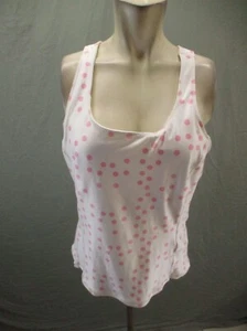 NIKE FIT DRY Size XL (16-18) Girls White Polka Dot Athletic Racer Back Tank 287 - Picture 1 of 8