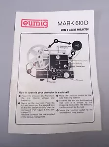 Vintage EUMIG Mark 610 D 8mm Projector User Instruction Manual - Picture 1 of 4