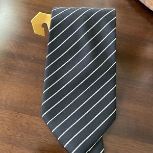 Giorgio Armani Hand Made in Italy Black Label Stripe Silk Tie Black/ Gold Stripe