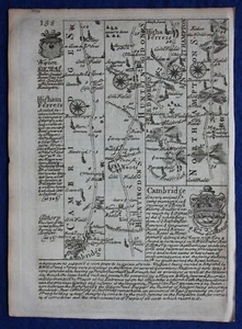 CAMBRIDGE, HIGHAM FERRERS, ST NEOTS, original antique road map, Bowen, 1759 - Picture 1 of 2