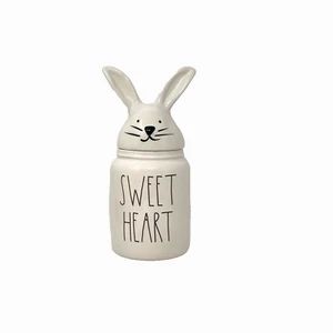 Bidone coniglietto Rae Dunn SWEET HEART Pasqua LL testa di coniglio topper primavera Pasqua - Foto 1 di 11