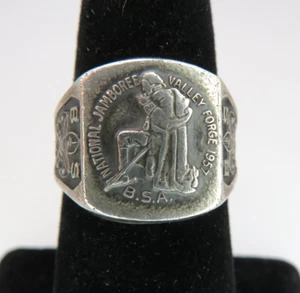 Vintage 1957 Boy Scouts BSA National Jamboree Sterling Silver Ring size-8 - Picture 1 of 6