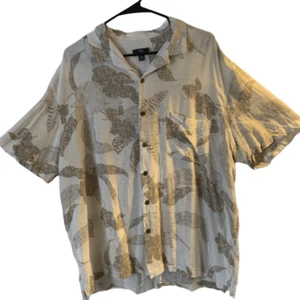 Pre Owned Men’s George Short Sleeve Button Up Sz XL White Flowers Island Vibe - Picture 1 of 10