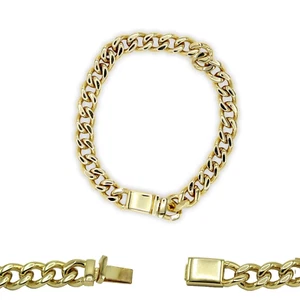 Cuban Link Chain Bracelet 18k Gold Plated Miami Cuban Stainless Steel - Picture 1 of 7