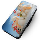 Printed Faux Leather Flip Phone Case For Samsung - Christmas Snowman- Love Gift