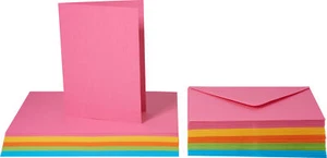 Tarjetas dobles con sobres, 100 piezas, 10,5x15 cm, colores fuertes - Imagen 1 de 1