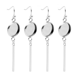 20pcs Stainless Steel cabochon earring settings blank base with long Stick - Picture 1 of 3