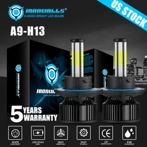 6-sides LED Bulbs H13 9008 Headlight High Low Beam 1500000LM Super White 6000K - Picture 1 of 12