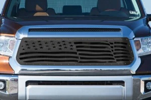Custom Aftermarket Steel Grille Kit for 2014-17 Toyota Tundra WAVING FLAG Black - Bild 1 von 2