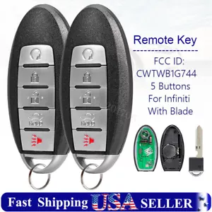2 Smart Remote Key Fob 5-Button For Nissan Armada 2017 2018 2019 2020 CWTWB1G744 - Foto 1 di 7