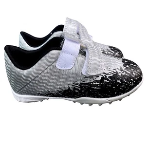 Unisex Kids Turf Soccer Shoes Cleats Silver Black Hook Loop Size 11 - Picture 1 of 6