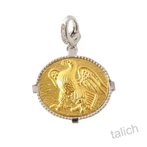 18K Gold Plated Sterling Silver Freedom Eagle Oval Amulet Pendant Elegant Gift - Picture 1 of 9