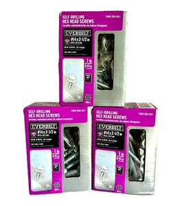 3 Boxes 1 lb #14 2-1/2” Self Drilling Metal to Metal 20-5 Gauge Hex Head Screws - Picture 1 of 9