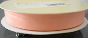 Moire Peach Fabric Ribbon Design 25 Yard Roll 5/8 Wide Vintage WFR Brand - Picture 1 of 4