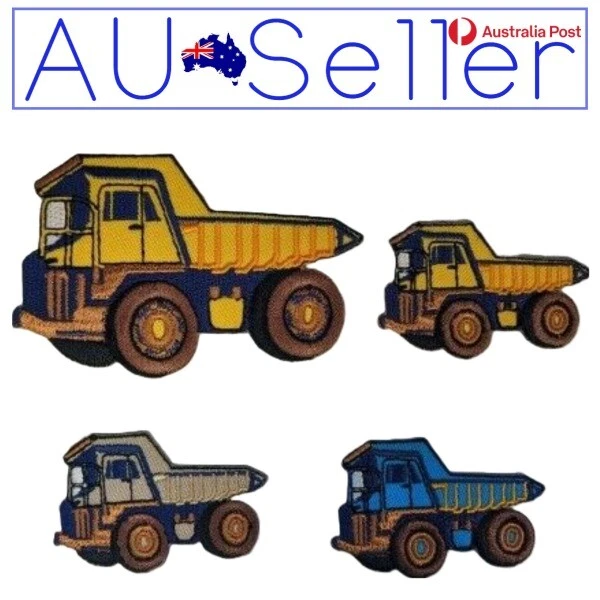 Yellow Truck Iron on Patch Dump Construction Embroidered Applique (0.9g/ 2.3g) - Image 1 of 1