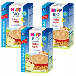 3x 450g Hipp Bio Milchbrei Gute Nacht Hafer Apfel ohne Zuckerzusatz 9 Portionen - Bild 1 von 4