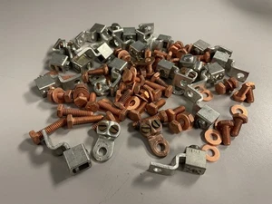 Mixed Lot of Copper Electrical Paddle and Mechanical Lug Connectors - Nut & Bolt - Picture 1 of 10