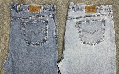 Vintage Levi's Brown Tab 540 & 545 Men's 48x32 Workwear Blue Jeans "fit 47x32" - Image 1 of 4