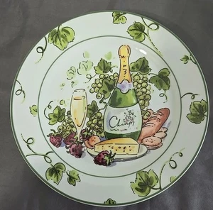 I. Godinger & Co Wine & Cheese Theme Dessert Salad Appetizer Plates Set Of 4 - Picture 1 of 5